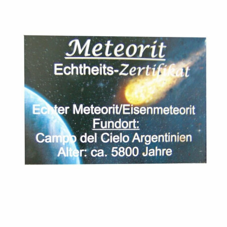Meteorit Anhänger mit einer Metallöse mit Echtheitszertifikat ca. 20 -22 mm, ca. 8 - 10 g