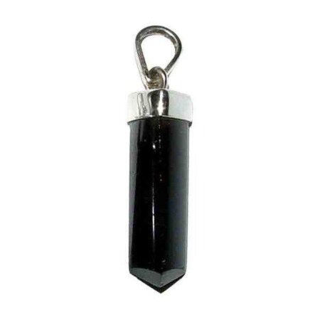 Turmalin schwarz Schörl Anhänger Spitze 18 - 22 mm mit 925er Silber Silber Kappe