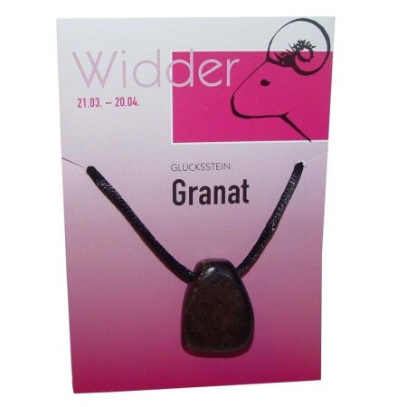 Widder Sternzeichen Karte 21.03 - 20.04  Glücksstein Granat gebohrt