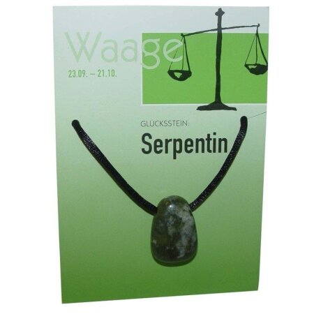 Waage Sternzeichen Karte  24.09. - 23.10. Glücksstein Serpentin gebohrt