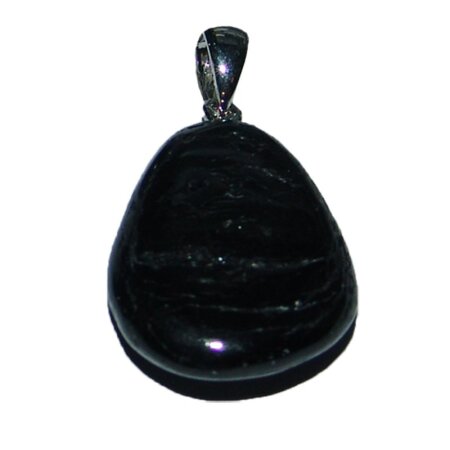 Turmalin Schörl schwarz  gebohrt als Anhänger ca. 25 x 15 mm