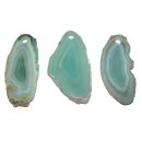 Achatscheibe Anh. in GRÜN mit schwarzem Textilband ca.40x20mm