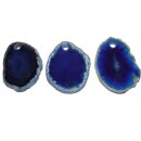 Achatscheibe Anh. in BLAU mit schwarzem Textilband ca.40x30mm