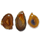 Achatscheibe Anh. in NATUR-BRAUN mit schw. Textilband ca.40x20mm