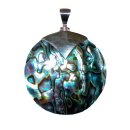 Paua Shell Anhänger rund ca. 40 mm  grün - blau - lila Perlmutt Schimmer mit 925er Silber