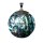 Paua Shell Anhänger rund ca. 40 mm  grün - blau - lila Perlmutt Schimmer mit 925er Silber