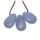 Chalcedon Trommelstein Tropfen gebohrt (2,5 mm) ca. 30 x 20 mm Anhänger Edelstein