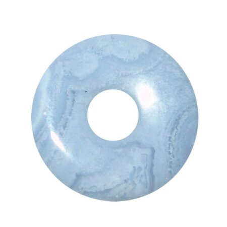 Chalcedon 30 mm Ø Donut Anhänger rund schöne hellblau Farbe mit Maserung
