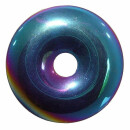 Hämatit Ø 45 mm Donut Anhänger mit Titanium bedampft schöne Regenbogen Farben