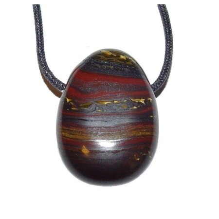 Tigereisen Trommelstein Tropfen gebohrt (2,5 mm) ca. 30 x 20 mm Anhänger Edelstein