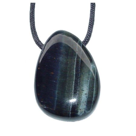 Falkenauge Trommelstein Tropfen gebohrt (2,5 mm) ca. 30 x 20 mm Anhänger Edelstein