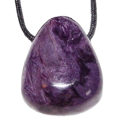 Charoit Trommelstein Tropfen gebohrt (2,5 mm) ca. 30 x 20 mm Anhänger Edelstein