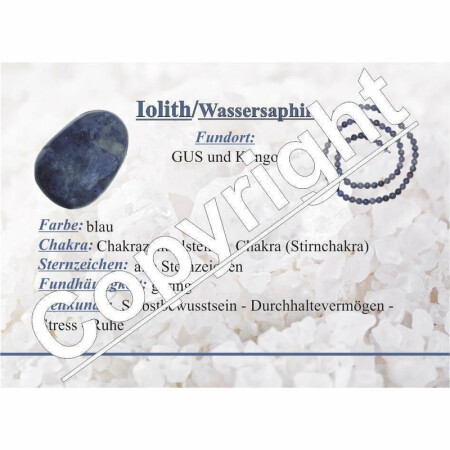 Iolith auch Wassersaphir genannt Anhänger XL flacher Trommelstein ca. 40x30x15 mm mit Bohrung