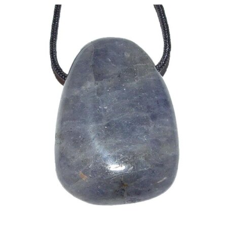 Iolith ugs. Wassersaphir Trommelstein Tropfen gebohrt (2,5 mm) ca. 40 x 30 mm Anhänger Edelstein
