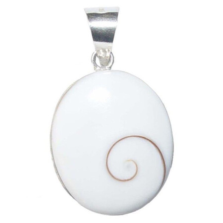 Operculum (Shiva - Auge) mit Paua Shell Muschel 925er Silber Anhänger oval ca. 20 x 25 mm