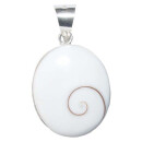 Operculum (Shiva - Auge) mit Paua Shell Muschel 925er Silber Anhänger oval ca. 20 x 25 mm