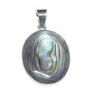 Operculum (Shiva - Auge) mit Paua Shell Muschel 925er Silber Anhänger oval ca. 20 x 25 mm