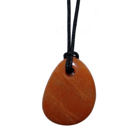 Aventurin rot - Sonnenstein flacher Edelstein Anhänger Free Form ca. 30 x 45 mm mit Bohrung