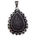 Lava Anhänger oval mit silberfarbenem Metall eingefasst Größe: ca. 42x32 mm