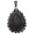 Lava Anhänger oval mit silberfarbenem Metall eingefasst Größe: ca. 42x32 mm