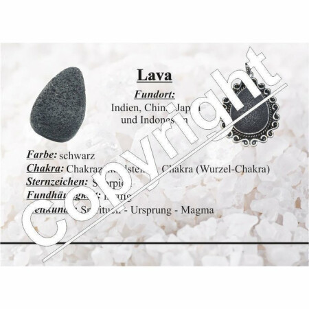 Lava XL Anhänger oval mit silberfarbenem Metall eingefasst Größe: ca. 60x48 mm
