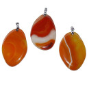 Achat Anhänger orange u. silberfarbenem Clip ca....