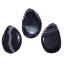 Achat Anhänger schwarz mit silberfarbenem Clip ca. 40-45mm