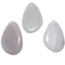 Achat Anhänger weiß mit silberfarbenem Clip ca. 40-45mm