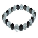 Rauchquarz facettiertes Armband kombiniert mit Bergkristall auf Stretchband