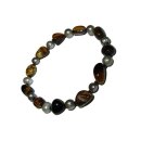 Tigerauge braun kombiniert mit Perle Armband auf Stretchband