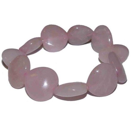Rosenquarz Armband Herz Form ca. 16 mm auf Stretchband