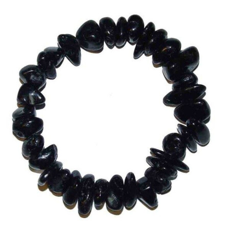 Turmalin schwarz Schörl Armband polierte Trommelsteine ca. 6 - 8 mm auf Stretchband