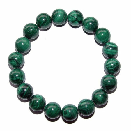 Malachit Armband 10 mm Kugel schöner grün gemaserter Malachit A* Qualität
