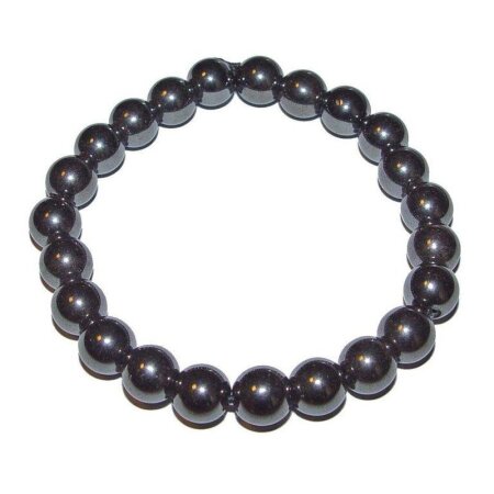 Magnet 8mm Kugel Armband  aus magnetisiertem Hämatit unisex Armband auf Stretchband