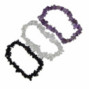 3 Stück Splitter Armbänder AURA SCHUTZ : Bergkristall Amethyst und schwarzer Turmalin Schörl