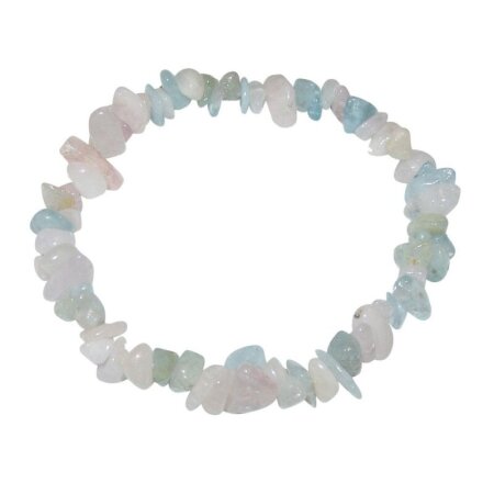 Aquamarin und Kunzit Splitter Armband auf Stretchband ca. 5 - 8 mm, 19 - 20 cm