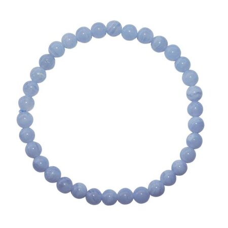 Chalcedon Armband Kugel 6 mm schöne hell blaue Aqua Farbe mit Maserung auf Stretchband