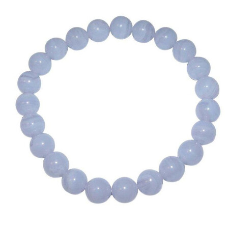 Chalcedon Armband Kugel 8 mm schöne hell blaue Aqua Farbe mit Maserung auf Stretchband