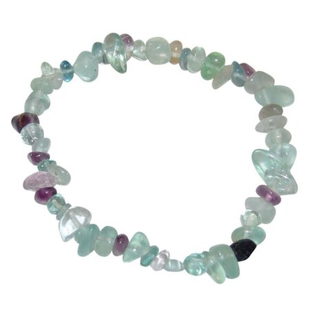 Fluorit Splitter Armband grün lila auf Stretchband ca. 5 - 8 mm, 19 - 20 cm lang