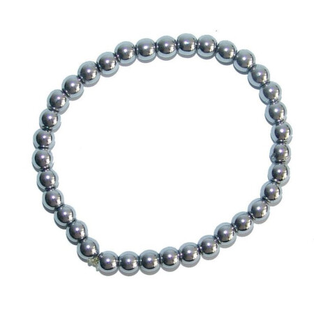 Hämatit mit Silber Legierung Kugel Armband Ø 6 mm ca. 19 cm