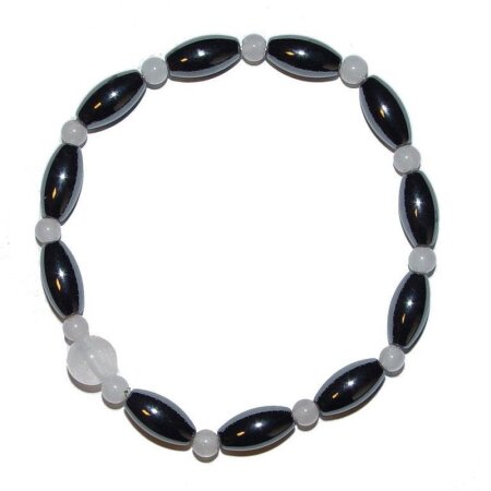 Hämatit magnetisiert mit Rosenquarz Kugel kombiniert Armband (Magnetarmband)