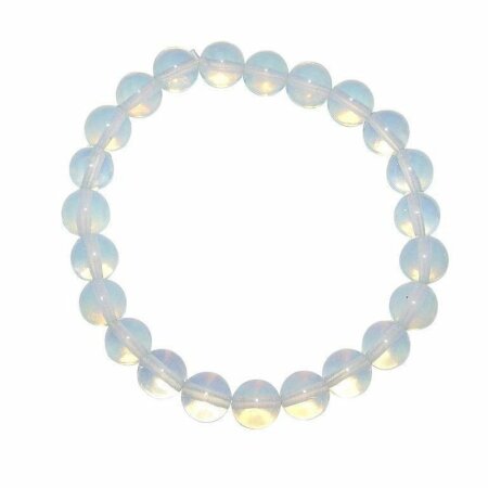 Opalith (Glas, synthetisch) 6 mm Kugel Armband mit blauem Opal Schimmer