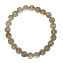 Rutilquarz Armband 8 mm Ø Kugel  Quarz mit goldenen Rutil Stäben auf Stretchband