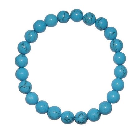 Türkinit (Magnesit coloriert) 6 mm Kugel Armband schön türkis farben auf Stretchband