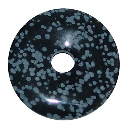 Schneeflocken Obsidian Donut Anhänger ca. 40 mm Ø