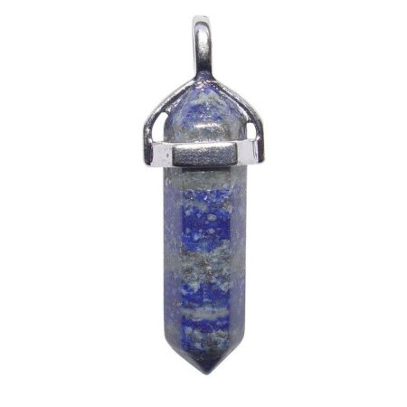 Lapislazuli Anhänger Spitze Doppelender mit silberfarbener Öse ca. 35 mm