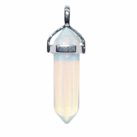 Opalith (Glas synthetisch) Anhänger Spitze Doppelender ca. 35 mm mit blauem Opal Schimmer