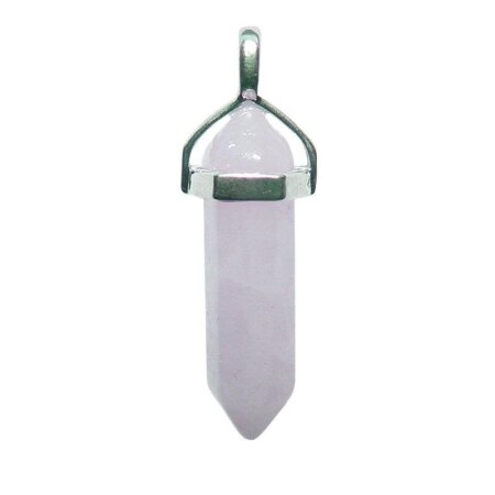 Rosenquarz Anhänger Spitze Doppelender ca. 35 mm mit silberfarbener Öse