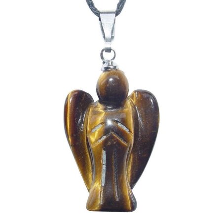 Tigerauge Engel Anhänger mit silberfarbener Öse ca. 30 mm