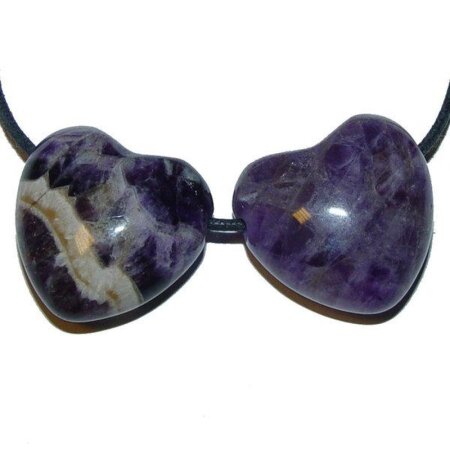 Amethyst gebändert Herz Anhänger 25 mm Bohrung: ca. 2,5 mm